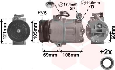 Van Wezel 3700K316 - Compressor, air conditioning autospares.lv