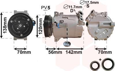 Van Wezel 3700K313 - Compressor, air conditioning autospares.lv