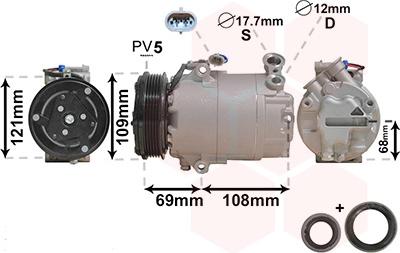 Van Wezel 3700K317 - Compressor, air conditioning autospares.lv