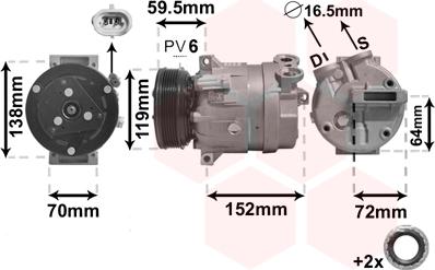 Van Wezel 3700K279 - Compressor, air conditioning autospares.lv