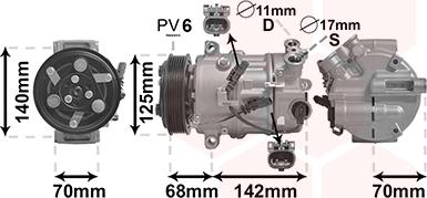 Van Wezel 3701K702 - Compressor, air conditioning autospares.lv