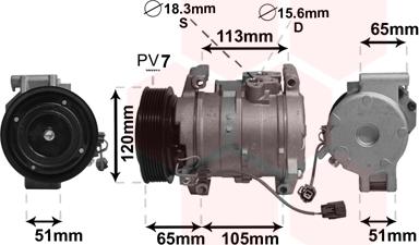 Van Wezel 2500K289 - Compressor, air conditioning autospares.lv