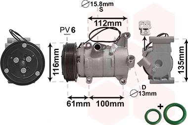 Van Wezel 2701K700 - Compressor, air conditioning autospares.lv