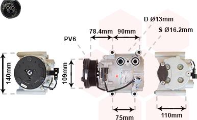 Van Wezel 7700K034 - Compressor, air conditioning autospares.lv