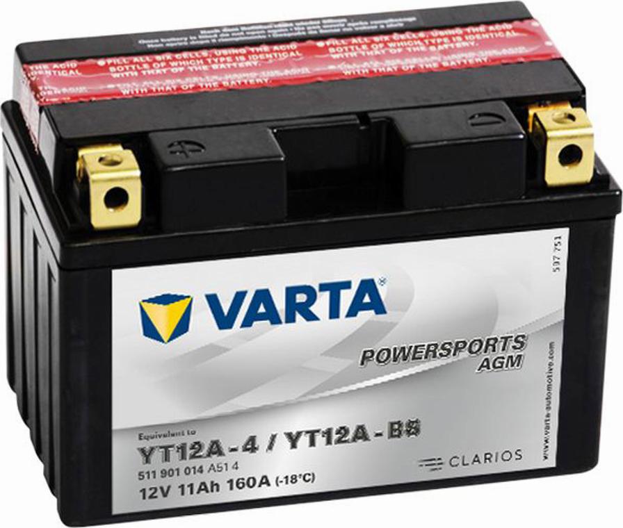 Varta 511901014 - Starter Battery autospares.lv