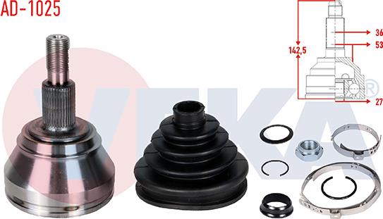 Veka AD-1025 - Joint Kit, drive shaft autospares.lv