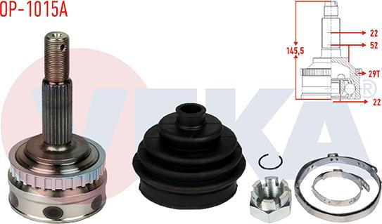 Veka OP-1015A - Joint Kit, drive shaft autospares.lv