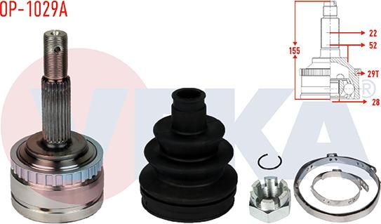 Veka OP-1029A - Joint Kit, drive shaft autospares.lv