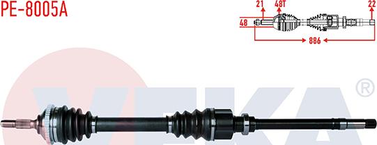 Veka PE-8005A - Drive Shaft autospares.lv