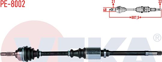 Veka PE-8002 - Drive Shaft autospares.lv