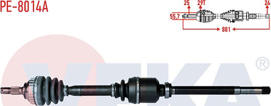 Veka PE-8014A - Drive Shaft autospares.lv