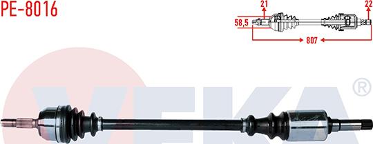 Veka PE-8016 - Drive Shaft autospares.lv