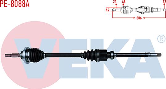 Veka PE-8088A - Drive Shaft autospares.lv