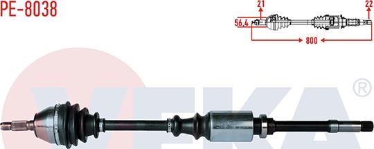 Veka PE-8038 - Drive Shaft autospares.lv