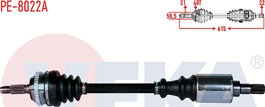 Veka PE-8022A - Drive Shaft autospares.lv