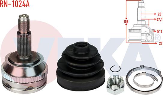 Veka RN-1024A - Joint Kit, drive shaft autospares.lv