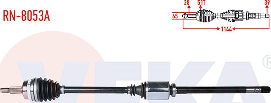 Veka RN-8053A - Drive Shaft autospares.lv