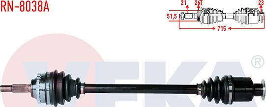 Veka RN-8038A - Drive Shaft autospares.lv