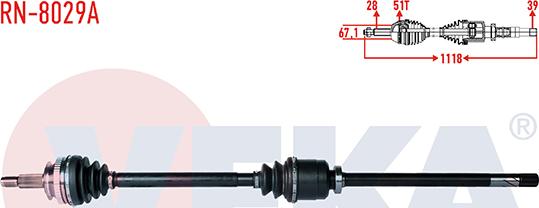 Veka RN-8029A - Drive Shaft autospares.lv