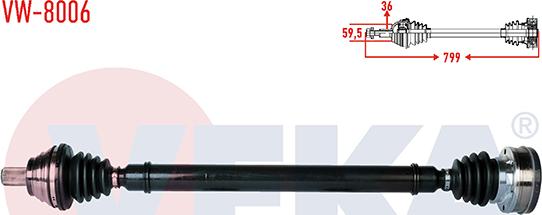 Veka VW-8006 - Drive Shaft autospares.lv