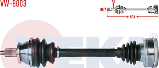 Veka VW-8003 - Drive Shaft autospares.lv