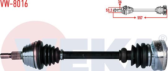 Veka VW-8016 - Drive Shaft autospares.lv