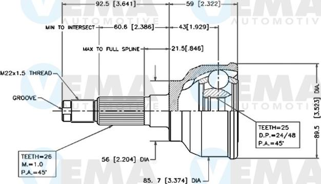 VEMA 18446 - Joint Kit, drive shaft autospares.lv