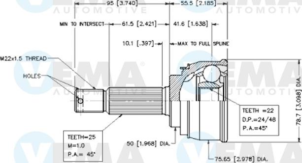 VEMA 18455 - Joint Kit, drive shaft autospares.lv