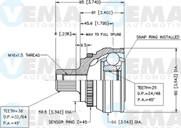 VEMA 18465 - Joint Kit, drive shaft autospares.lv