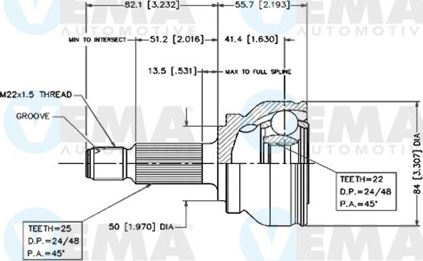 VEMA 18402 - Joint Kit, drive shaft autospares.lv