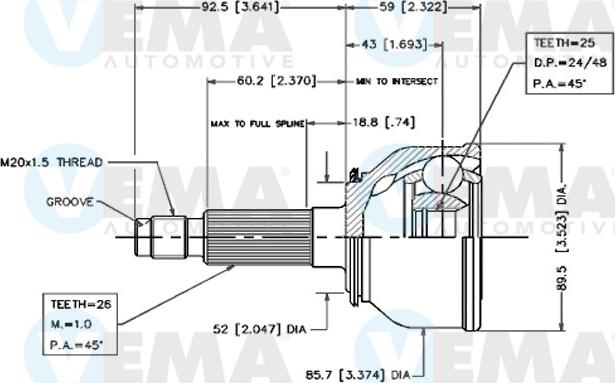 VEMA 18431 - Joint Kit, drive shaft autospares.lv