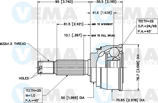 VEMA 18433 - Joint Kit, drive shaft autospares.lv