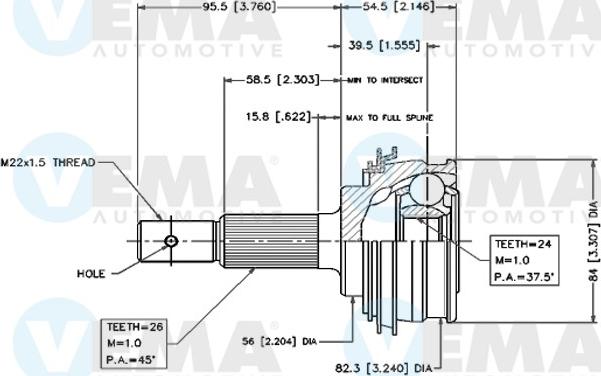 VEMA 18425 - Joint Kit, drive shaft autospares.lv