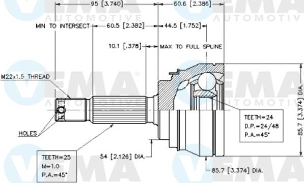 VEMA 18595 - Joint Kit, drive shaft autospares.lv
