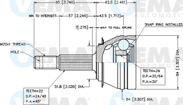 VEMA 18544 - Joint Kit, drive shaft autospares.lv
