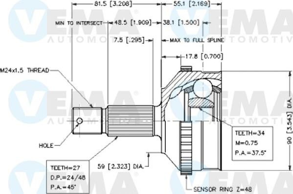 VEMA 18556 - Joint Kit, drive shaft autospares.lv