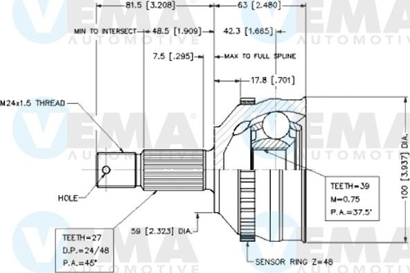 VEMA 18557 - Joint Kit, drive shaft autospares.lv