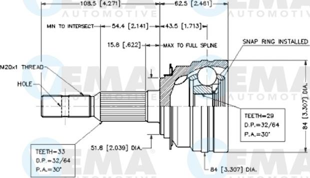 VEMA 18572 - Joint Kit, drive shaft autospares.lv