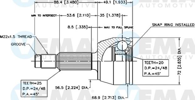 VEMA 18663 - Joint Kit, drive shaft autospares.lv