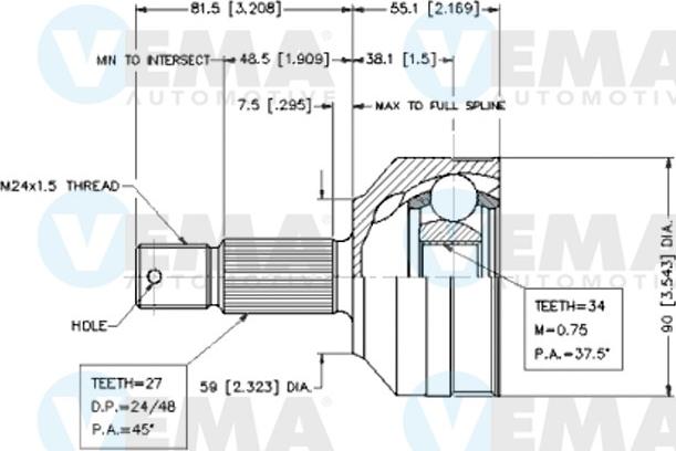 VEMA 18614 - Joint Kit, drive shaft autospares.lv