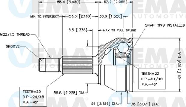 VEMA 18618 - Joint Kit, drive shaft autospares.lv