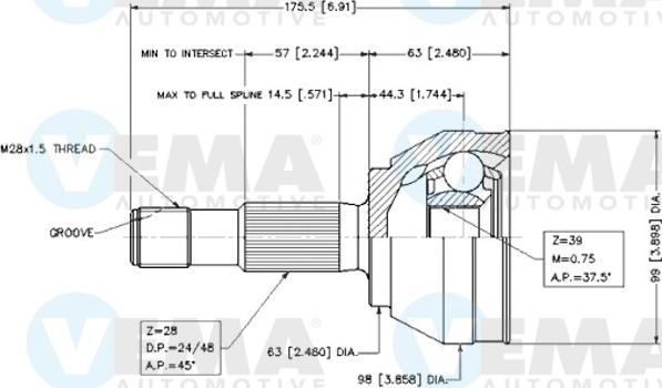 VEMA 18617 - Joint Kit, drive shaft autospares.lv