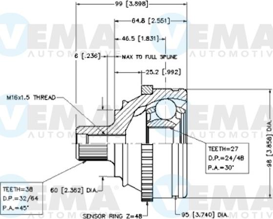 VEMA 18633 - Joint Kit, drive shaft autospares.lv