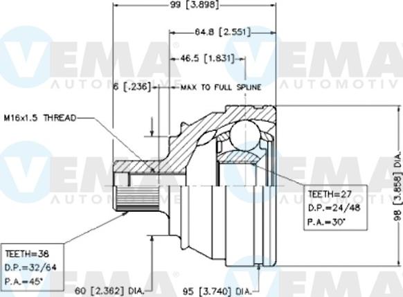 VEMA 18632 - Joint Kit, drive shaft autospares.lv