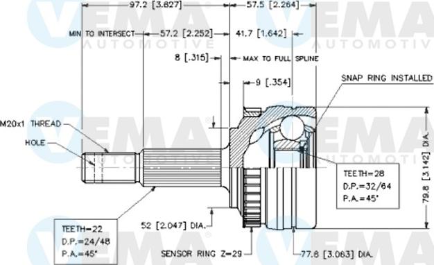 VEMA 18623 - Joint Kit, drive shaft autospares.lv