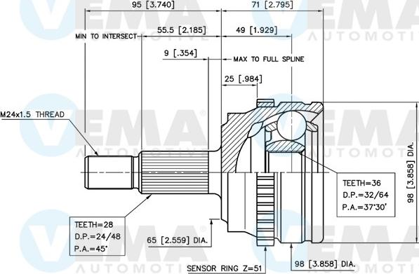 VEMA 18814 - Joint Kit, drive shaft autospares.lv