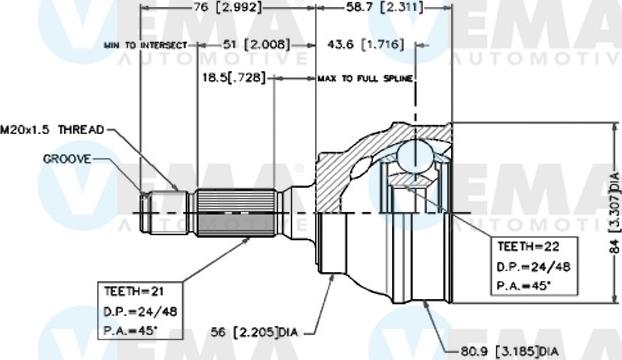 VEMA 18245 - Joint Kit, drive shaft autospares.lv