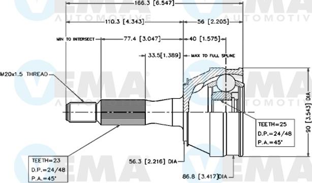 VEMA 18243 - Joint Kit, drive shaft autospares.lv