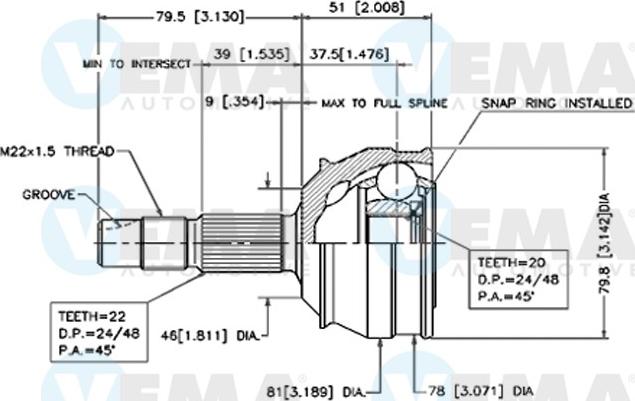 VEMA 18265 - Joint Kit, drive shaft autospares.lv