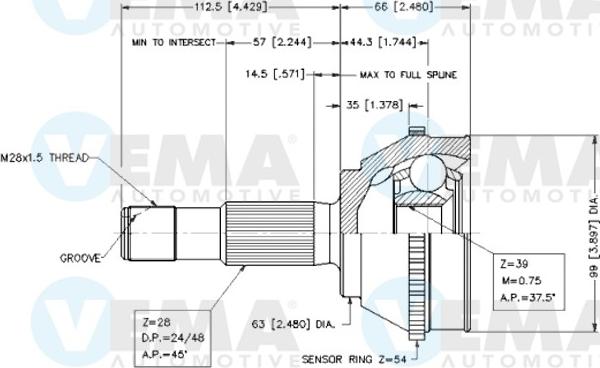 VEMA 18262 - Joint Kit, drive shaft autospares.lv